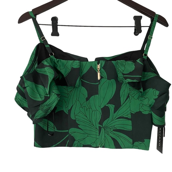 Marciano Emerald Green-Black Cold-Shoulder Crop Top - Size XS - Picture 9 of 12